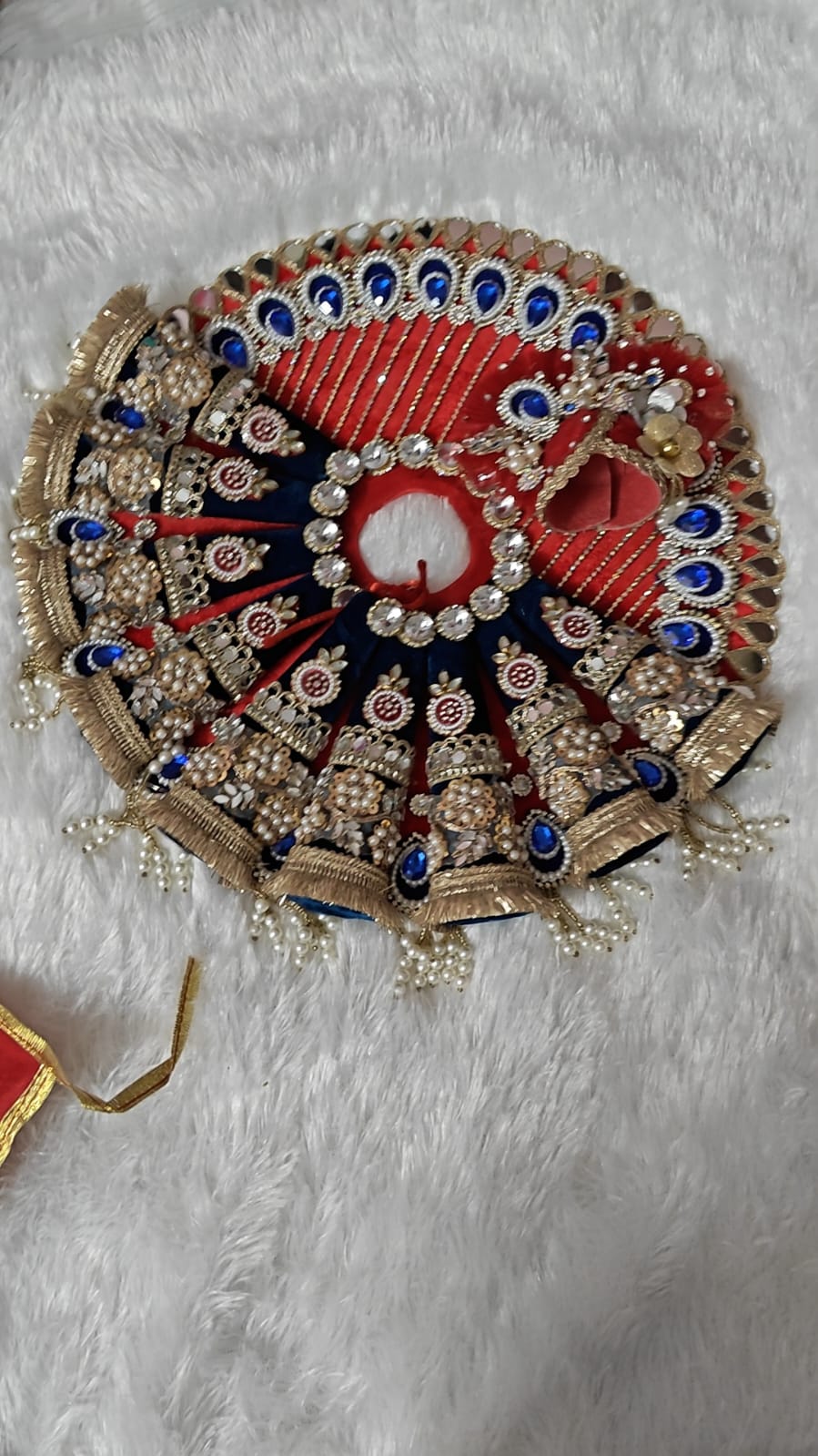 Luxury Laddu Gopal Dress with Kundan, Pearl & Peacock Motif Decoration